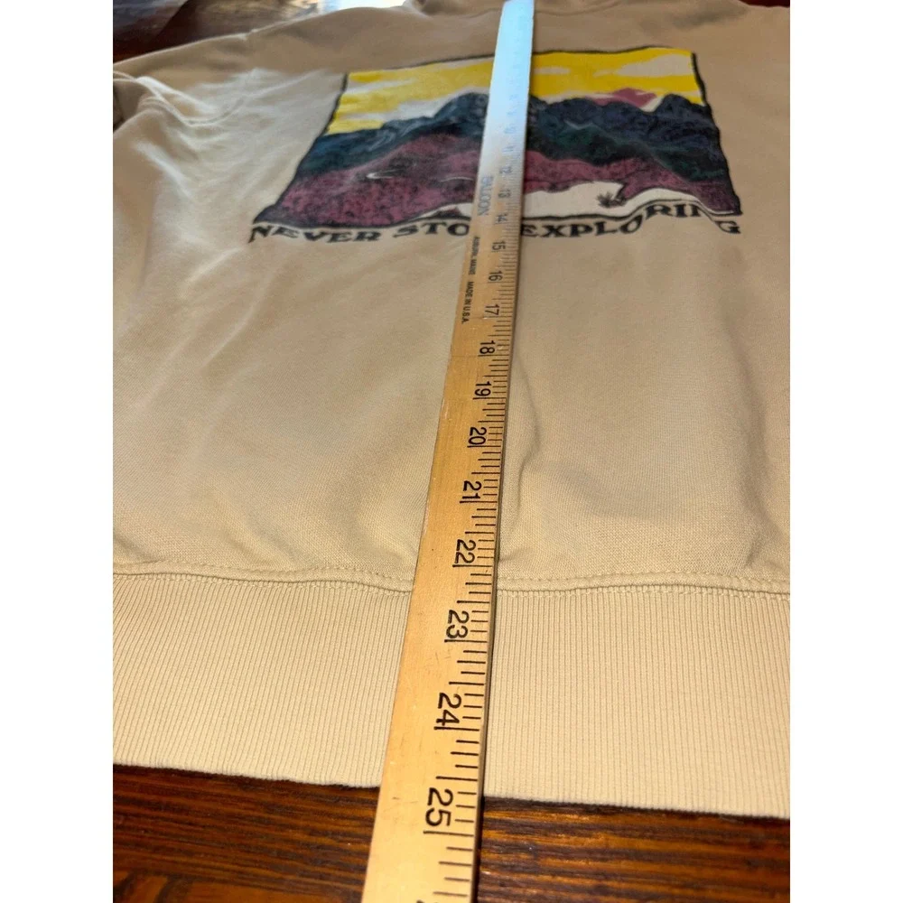 The North Face Mens Mountain Graphic Hoodie Sand Tan Medium Sustainable Outdoors